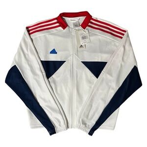 ADIDAS White Red Blue Zipper Jacket Small